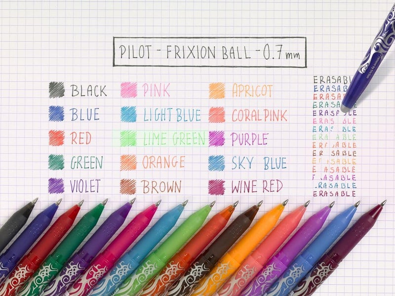 Pilot Frixion Heat/Friction Erasable Rollerball Pen FR7 - Medium Line 0.7mm Tip Nib - Pillow Pack of 1 Pen + 3 Refills (Green) - Image 5
